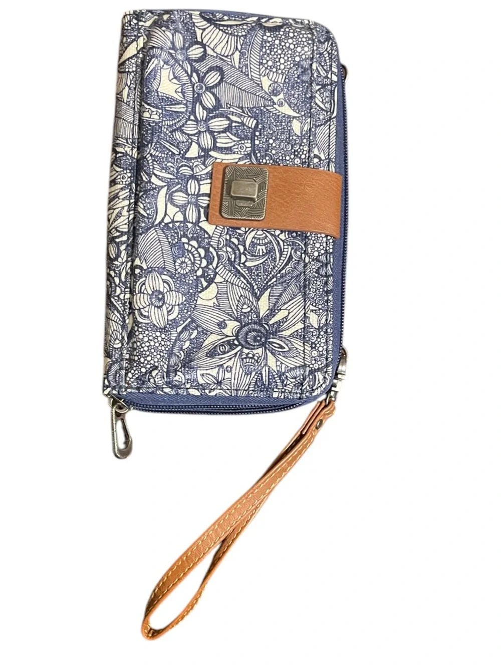 The Sak Sakroots Navy Spirit Desert Artist Boho Floral Zip Wallet Wristlet